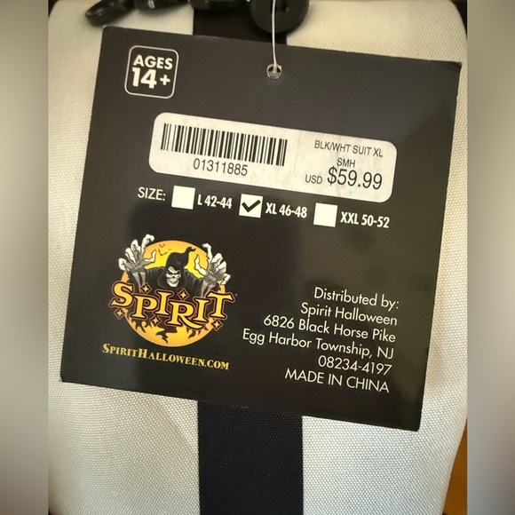 🎃 SALE NWT Spirit Halloween Black and White Striped Suit | Beetlejuice | sz XL - Picture 5 of 7